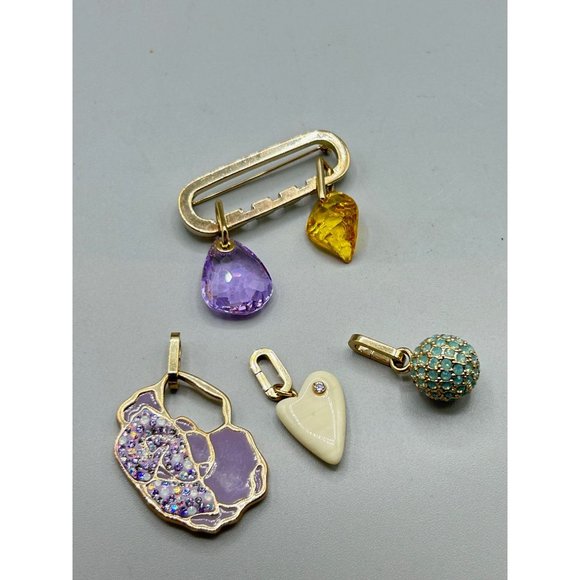 Vintage Swarovski Pin Brooch with Detachable Charms Pendants Loaded Dangling Pin - Picture 5 of 13